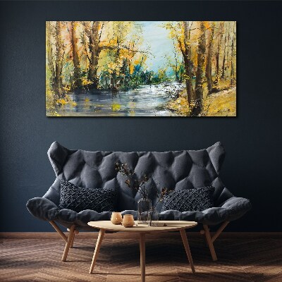 Tableau imprimé sur toile Paysage d'automne au bord de la rivière