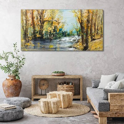 Tableau imprimé sur toile Paysage d'automne au bord de la rivière