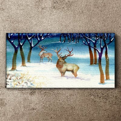 Tableau sur toile Paysage d'hiver avec un cerf