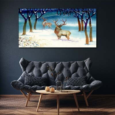 Tableau sur toile Paysage d'hiver avec un cerf