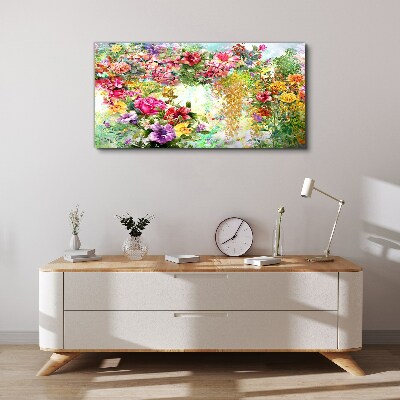 Tableau sur toile Un paradis floral aux couleurs pastel