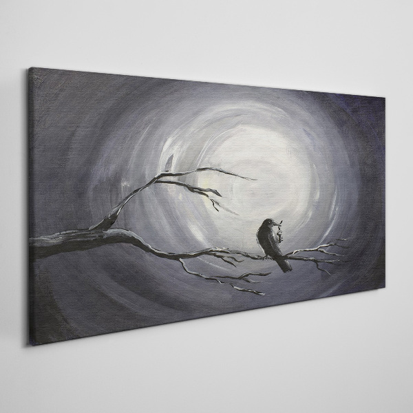 Tableau toile imprimée Un oiseau solitaire sur une branche