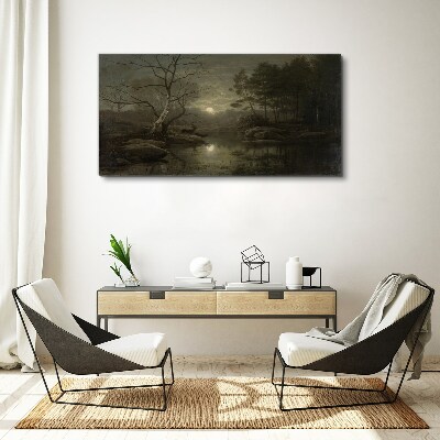 Tableau toile imprimée Paysage nocturne avec un cerf