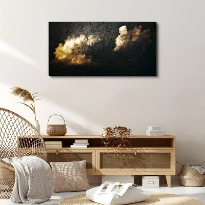 Tableau imprimé sur toile Nuages dorés sur fond sombre