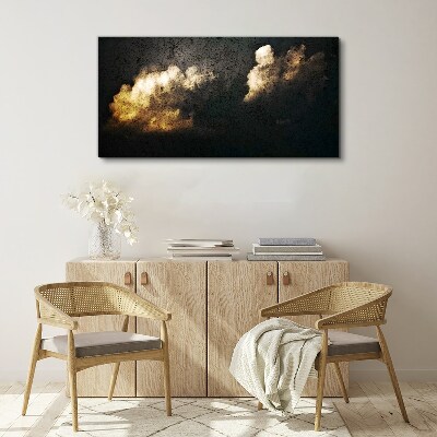 Tableau imprimé sur toile Nuages dorés sur fond sombre
