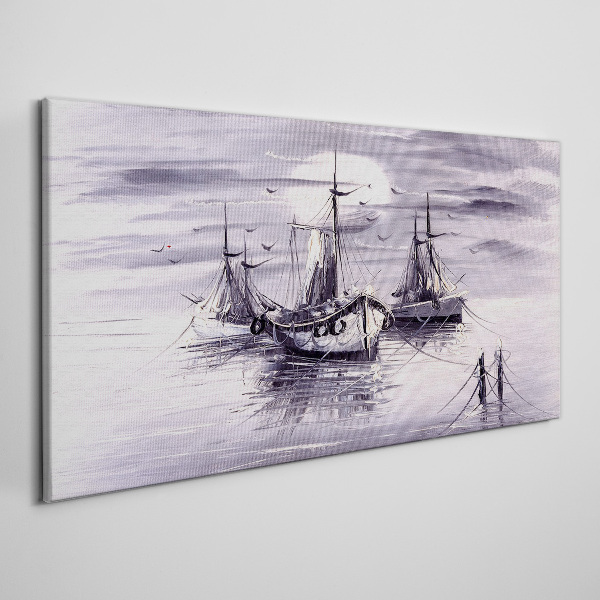 Tableau sur toile Un port tranquille au coucher du soleil