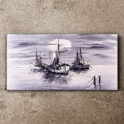 Tableau sur toile Un port tranquille au coucher du soleil