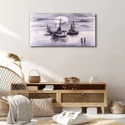 Tableau sur toile Un port tranquille au coucher du soleil