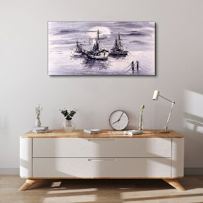 Tableau sur toile Un port tranquille au coucher du soleil
