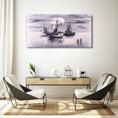 Tableau sur toile Un port tranquille au coucher du soleil