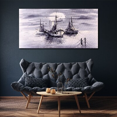 Tableau sur toile Un port tranquille au coucher du soleil