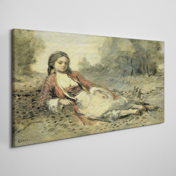 Tableau imprimé sur toile « Portrait d'une jeune fille allongée »