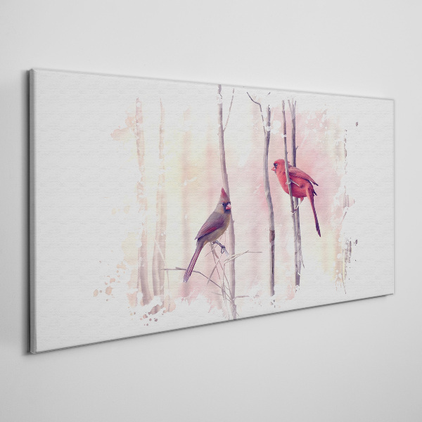 Tableau sur toile Oiseaux dans la forêt d'hiver