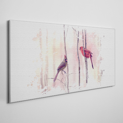 Tableau sur toile Oiseaux dans la forêt d'hiver