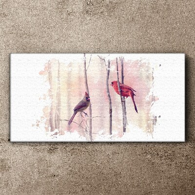 Tableau sur toile Oiseaux dans la forêt d'hiver