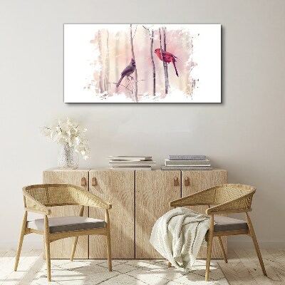 Tableau sur toile Oiseaux dans la forêt d'hiver