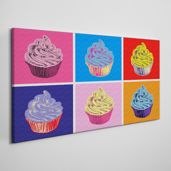 Tableau imprimé sur toile Muffins colorés au style pop art