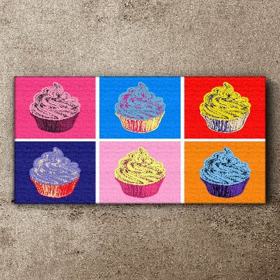 Tableau imprimé sur toile Muffins colorés au style pop art