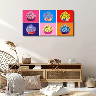 Tableau imprimé sur toile Muffins colorés au style pop art