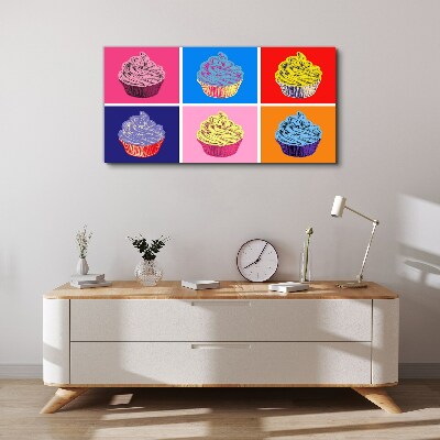Tableau imprimé sur toile Muffins colorés au style pop art