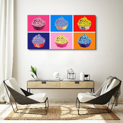 Tableau imprimé sur toile Muffins colorés au style pop art