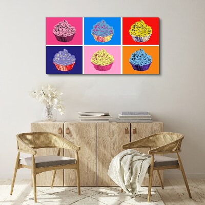 Tableau imprimé sur toile Muffins colorés au style pop art