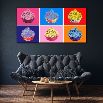 Tableau imprimé sur toile Muffins colorés au style pop art