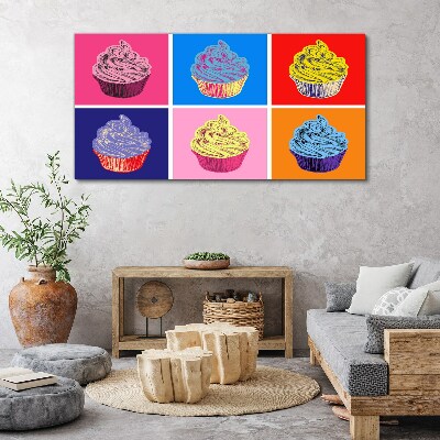 Tableau imprimé sur toile Muffins colorés au style pop art
