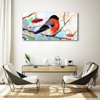 Tableau sur toile Un oiseau heureux sur une branche