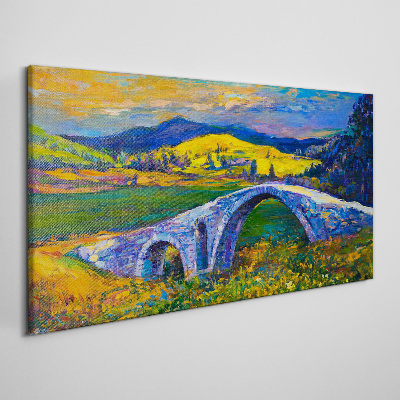 Tableau sur toile Pont arc-en-ciel dans un paysage pittoresque