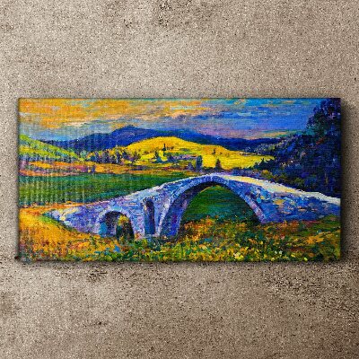 Tableau sur toile Pont arc-en-ciel dans un paysage pittoresque