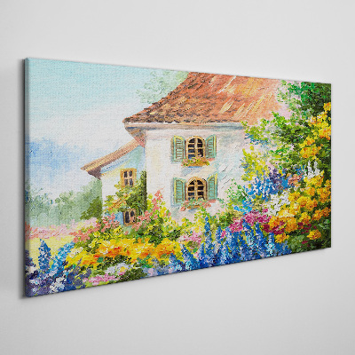 Tableau toile imprimée Paysage floral au soleil