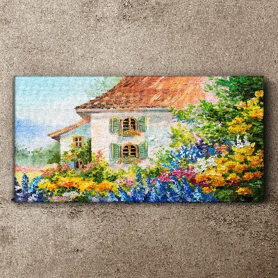 Tableau toile imprimée Paysage floral au soleil