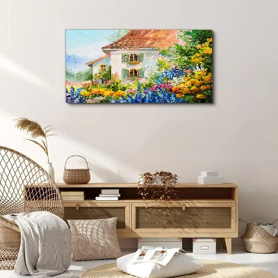 Tableau toile imprimée Paysage floral au soleil