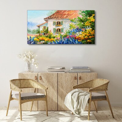 Tableau toile imprimée Paysage floral au soleil