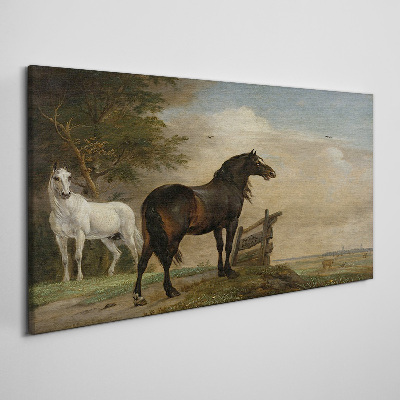 Tableau imprimé sur toile Un paysage paisible avec des chevaux