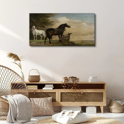 Tableau imprimé sur toile Un paysage paisible avec des chevaux