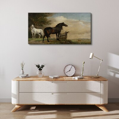 Tableau imprimé sur toile Un paysage paisible avec des chevaux