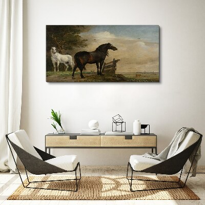 Tableau imprimé sur toile Un paysage paisible avec des chevaux