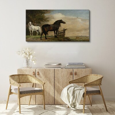 Tableau imprimé sur toile Un paysage paisible avec des chevaux