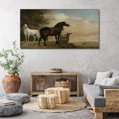 Tableau imprimé sur toile Un paysage paisible avec des chevaux