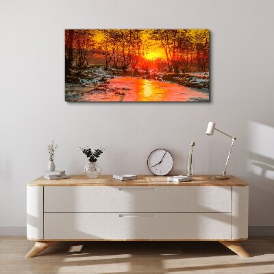 Tableau toile imprimée Heure d'or sur la rivière