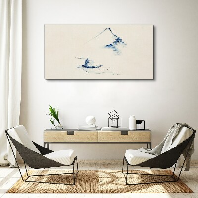 Tableau sur toile Un paysage de montagne paisible avec un bateau