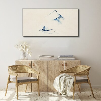 Tableau sur toile Un paysage de montagne paisible avec un bateau