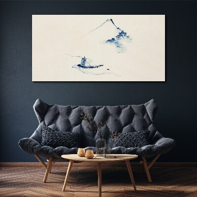 Tableau sur toile Un paysage de montagne paisible avec un bateau