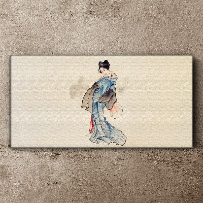 Tableau toile imprimée Geisha en kimono traditionnel