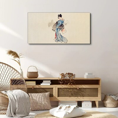 Tableau toile imprimée Geisha en kimono traditionnel