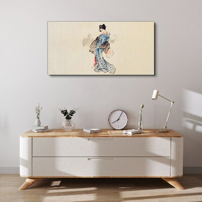 Tableau toile imprimée Geisha en kimono traditionnel
