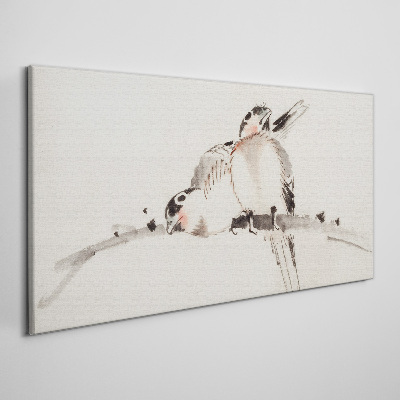 Tableau imprimé sur toile Inséparables sur une branche