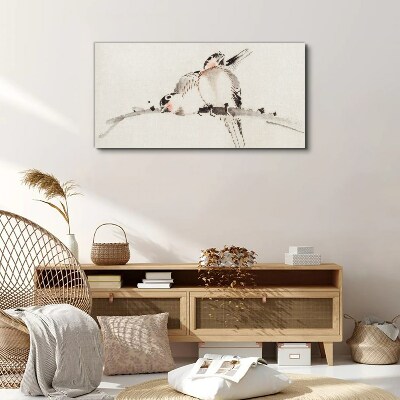 Tableau imprimé sur toile Inséparables sur une branche
